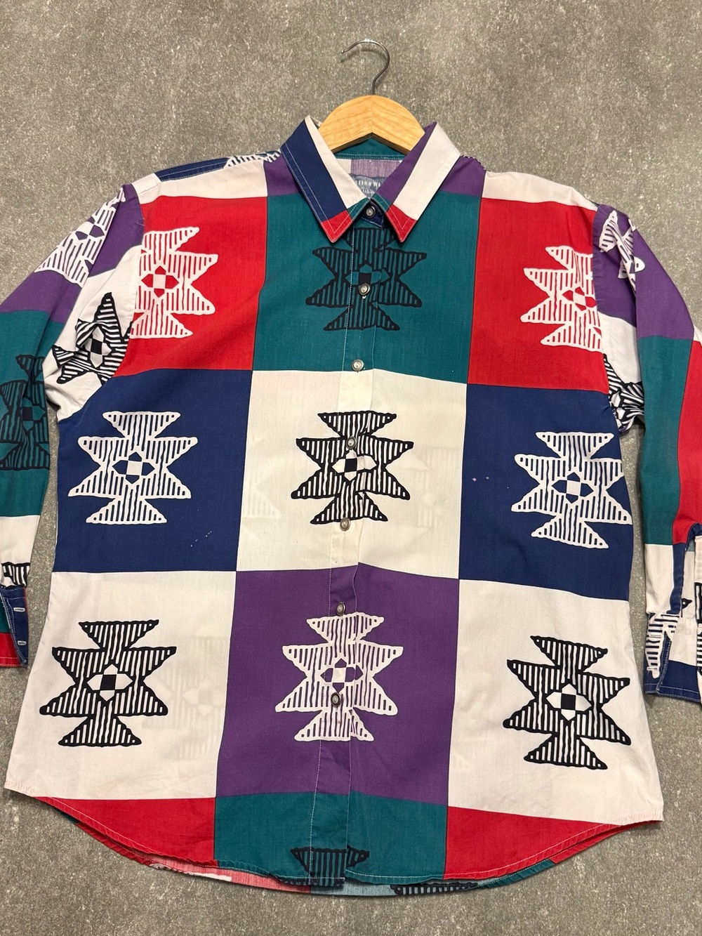 Vintage 90s Wrangler Western Wear Colorblock Button-down (Women’s)